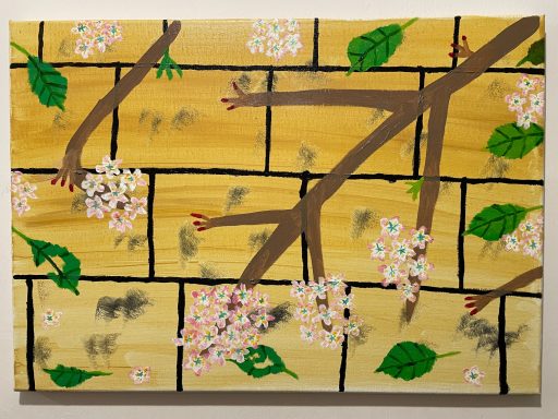 Prunus X yedoensis over Limestone Wall Finished in 2021